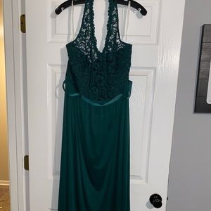 COPY - Long Mesh Dress with Lace Halter Bodice - Juniper